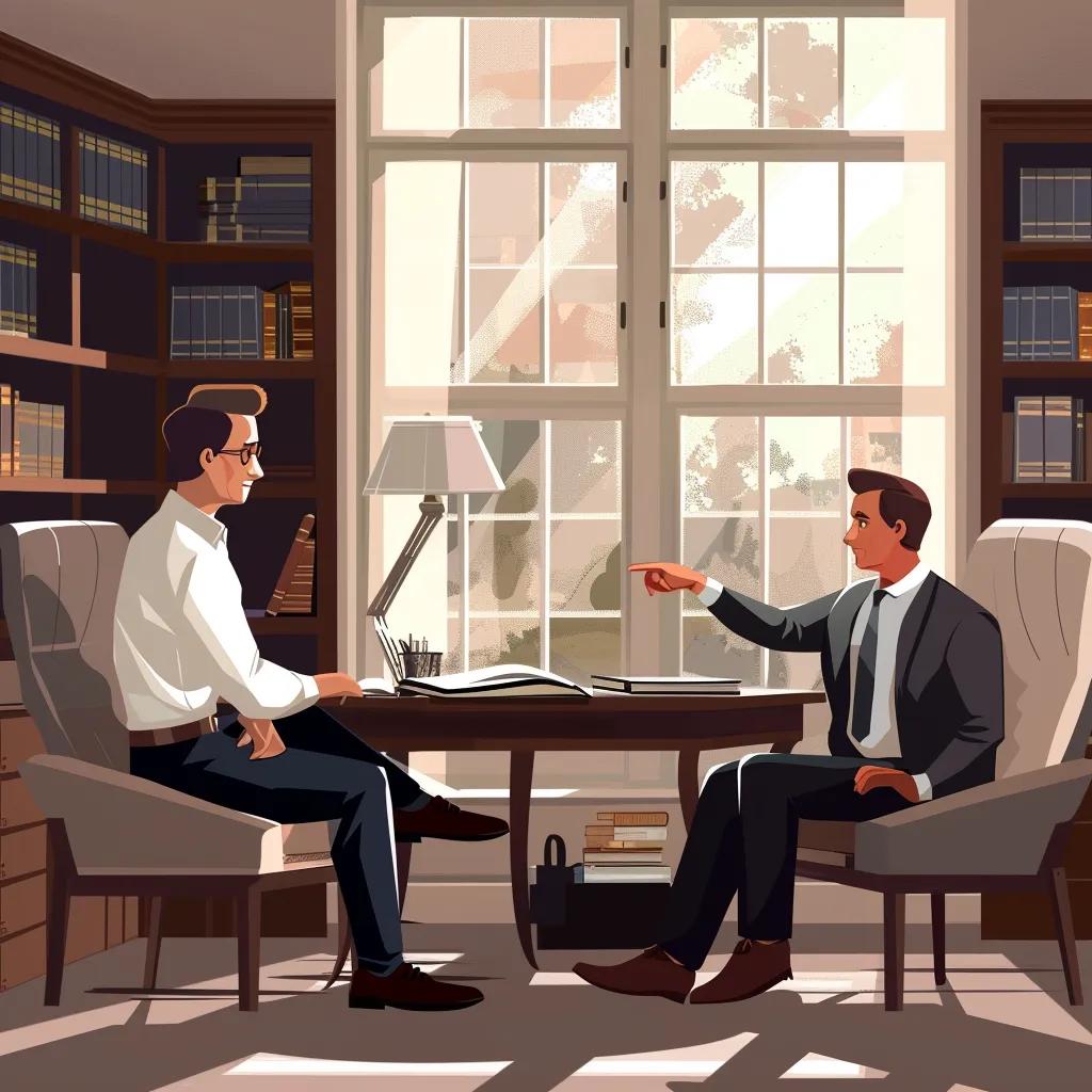 Probate attorney consulting with a client in a professional office