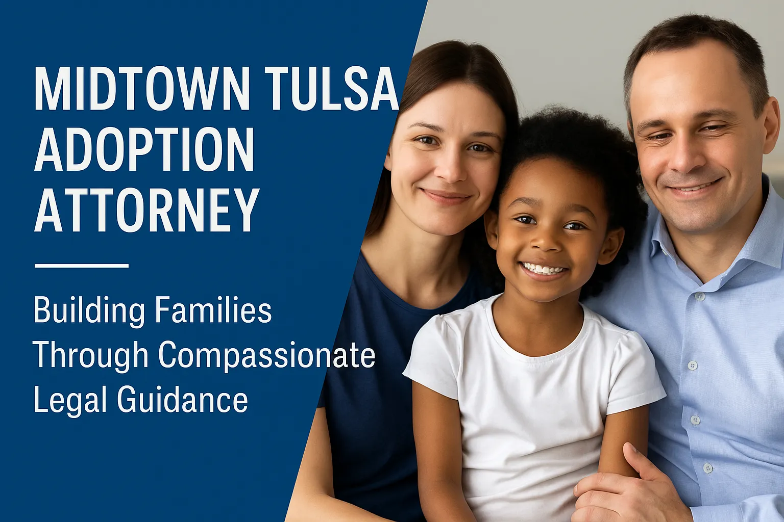 Midtown Tulsa adoption attorney with smiling family, emphasizing compassionate legal guidance and family building.