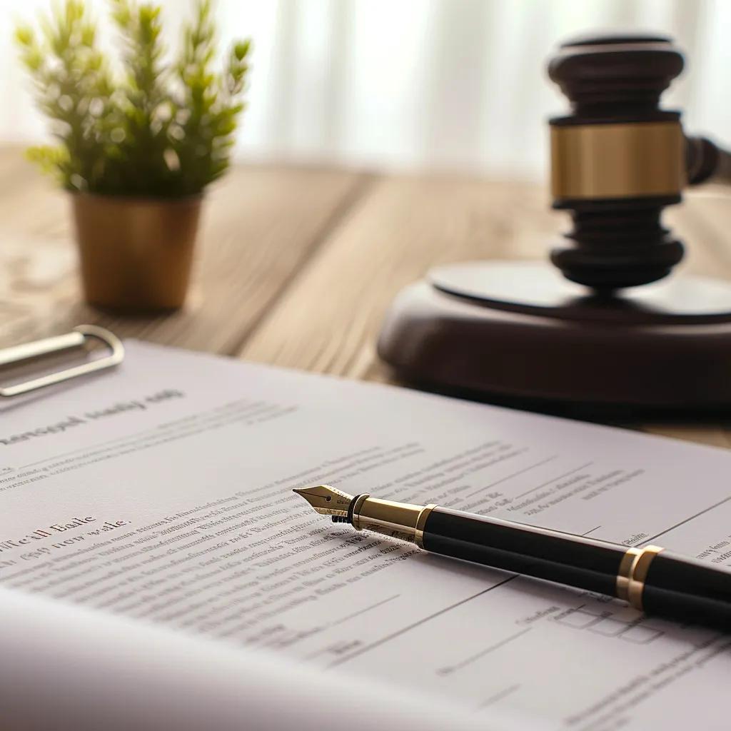 Close-up of a legal document and pen representing wills and trusts