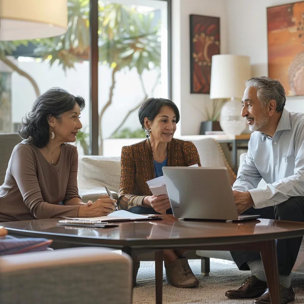 Family discussing alternatives to guardianship, highlighting powers of attorney and trusts in a supportive environment