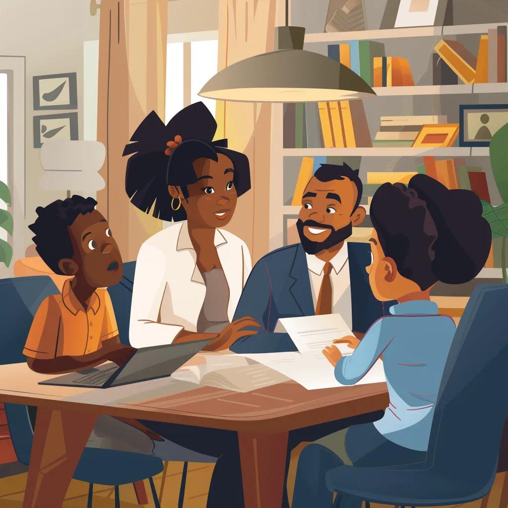 Family discussing the guardianship process in a supportive home environment