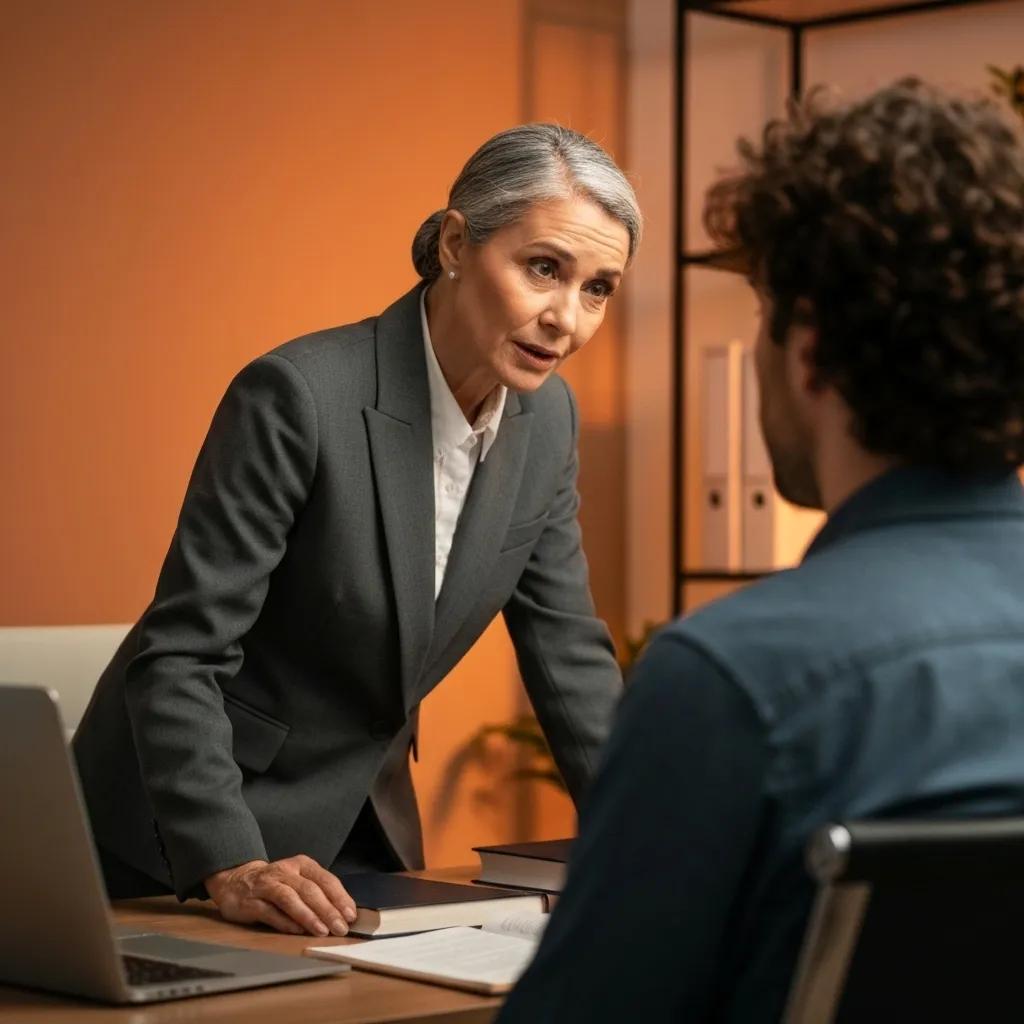 A probate lawyer consulting with a client in a professional office setting.