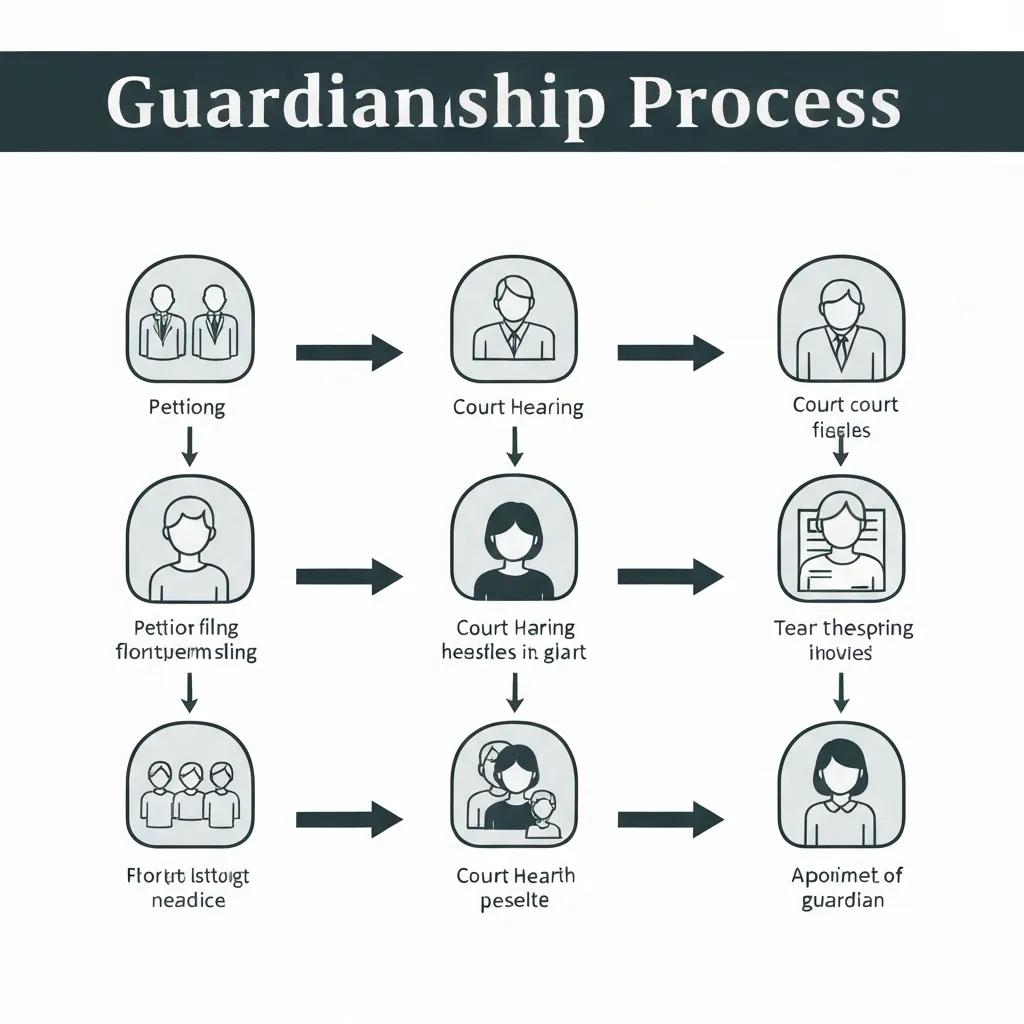 A visual flowchart illustrating the sequential steps of the guardianship process in Oklahoma