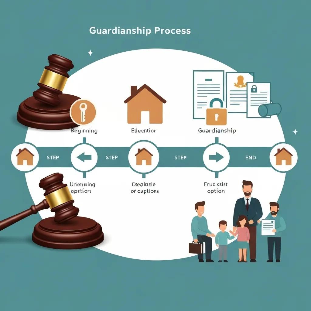 A visual guide illustrating the key steps and legal components of the Oklahoma guardianship process.