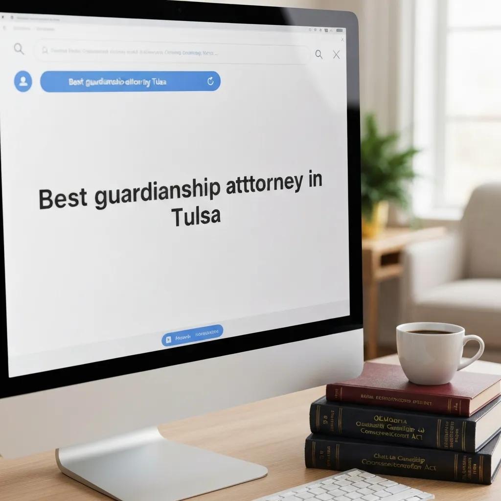 A person searching for the best guardianship attorney in Tulsa on a laptop