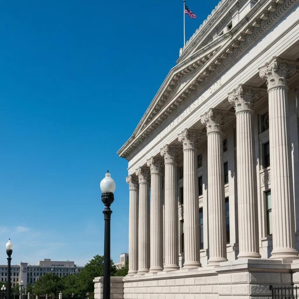 The exterior of a courthouse, representing the formal legal process for filing guardianship petitions.